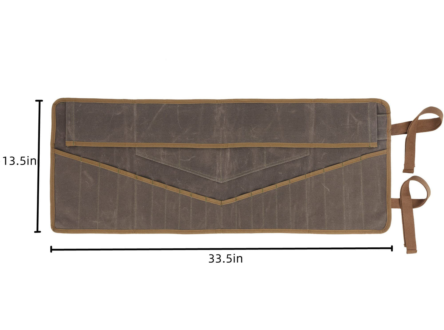 Denifiter Wrench Roll Up Pouch, Heavy Duty Waxed Canvas Tool Roll Bag Tool Organizer Bag With 20+4 Pockets (Brown)