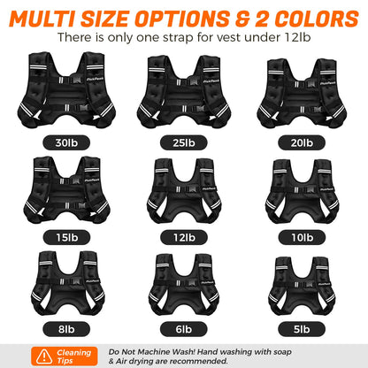 PICKPEAK Weighted Vest for Woman Man 5lb/6lb/8lb/11lb/12lb/13lb/15lb/20lb/25lb/30lb Weighted Vest for Walking, Strength Training Weight Vest with Adjustable Buckle Detachable Phone Pouch for Running Workout