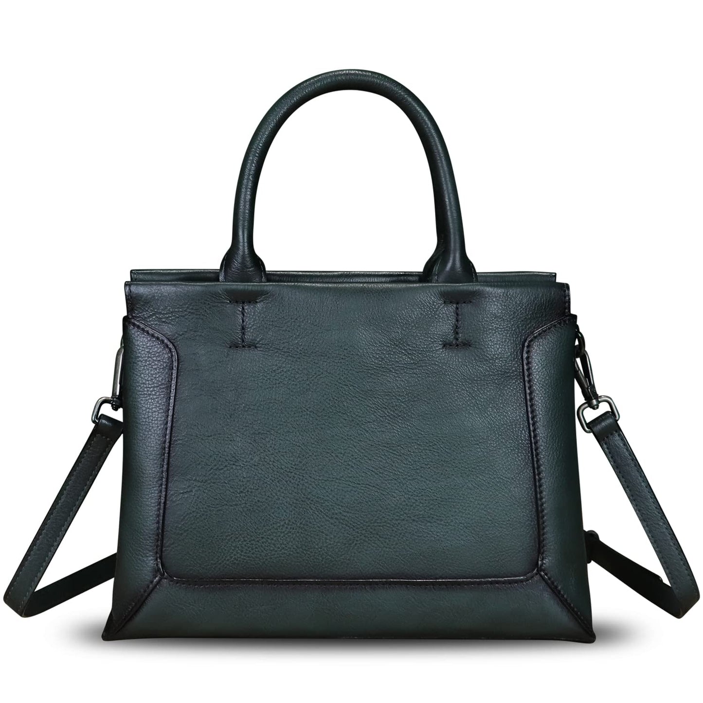 Genuine Leather Satchel for Women Leather Handbag Top Handle Bags Handmade Purse Crossbody Handbags Tote Bag (Darkgrey)