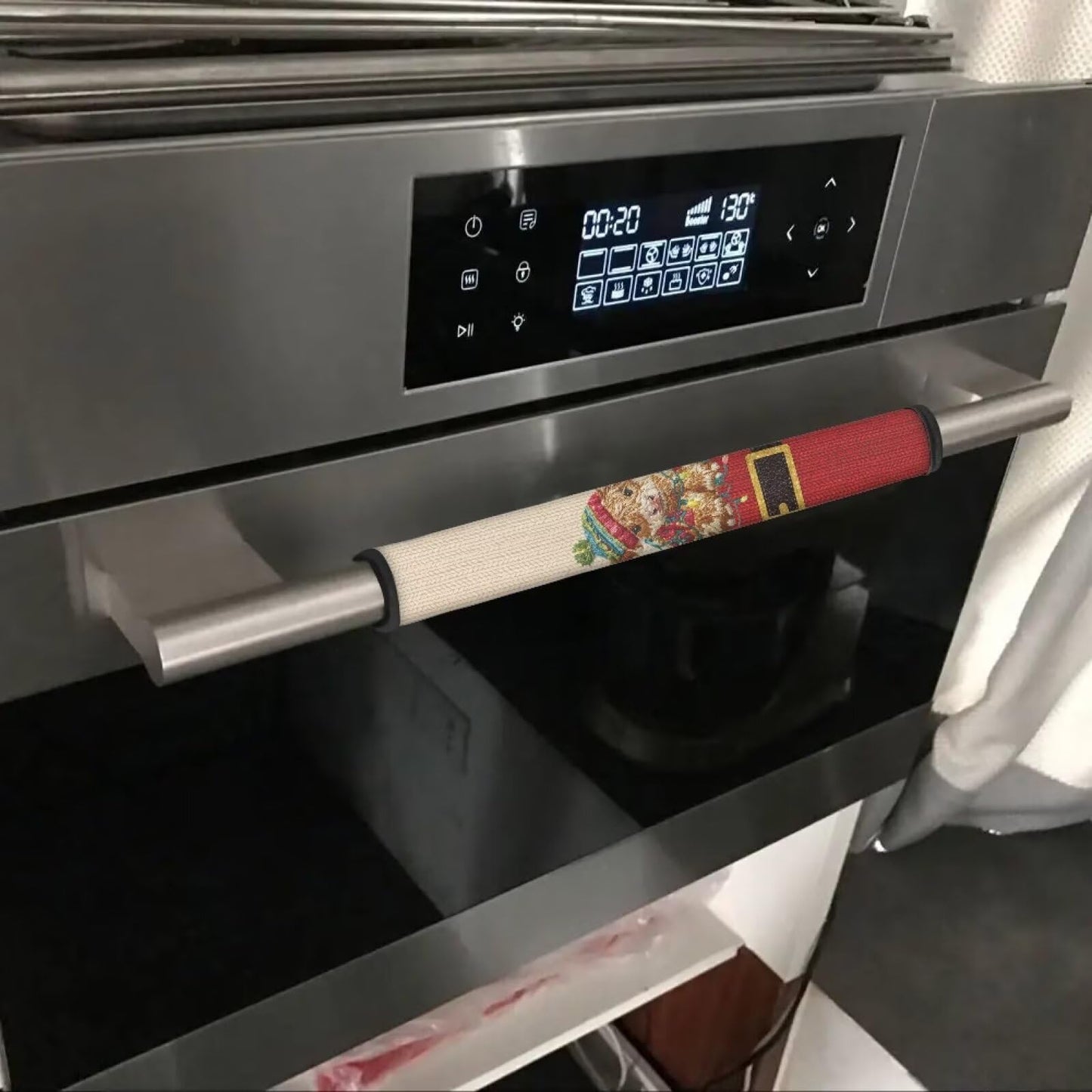 HUISEFOR Christmas Refrigerator Door Handle Covers Highland Cow Kitchen Appliances Gloves Fridge Microwave Dishwasher Door Cloth Protector, Catches Drips,Smudges&Fingerprints Dust Covers