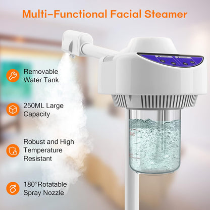 Professional Spa Ozone - Kingsteam- Stand - Facial Steamer On Wheels, for Home and Salon Use (White)