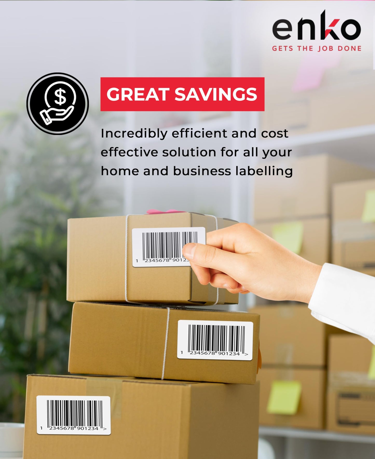 enKo 4" x 2" Labels for Zebra Desktop Printers (12 Rolls | 9,000 Labels) - Direct Thermal Address Mailing Shipping Barcode FBA Stickers FNSKU Label for Zebra and Eltron (Perforated)