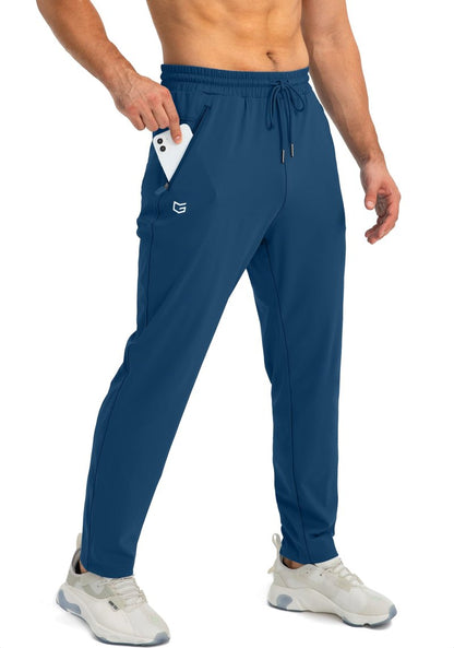 G Gradual Men's Sweatpants with Zipper Pockets Tapered Joggers for Men Athletic Pants for Workout, Jogging, Running (Dark Blue, Small)