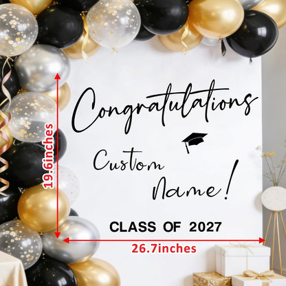 Custom Name Class of 2026 Sign for Backdrop 2026 Graduation Decorations Decals for Balloon Arch DIY Grad Party Decoration Vinyl Lettering Banner for High School University Graduates Party Favors