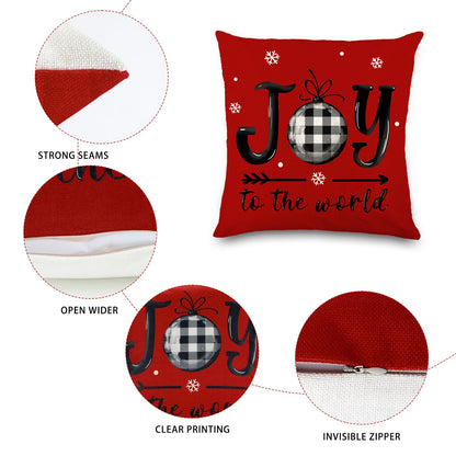 DIYDEC 4pcs Christmas Pillow Covers 18x18 Inch Red Pillow Covers Xmas Decorations Buffalo Tree Truck Merry Christmas Pillows Winter Holiday Farmhouse Seasonal Throw Case Decor for Sofa Couch
