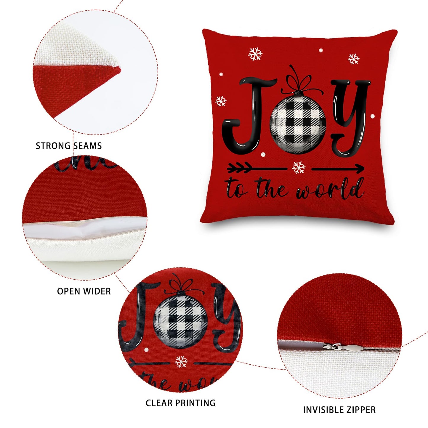 DIYDEC 4pcs Christmas Pillow Covers 20x20 Inch Red Pillow Covers Xmas Decorations Buffalo Tree Truck Merry Christmas Pillows Winter Holiday Farmhouse Seasonal Throw Case Decor for Sofa Couch