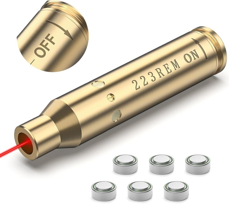 Laser Bore Sight for 5.56/.223 - Red Laser with On/Off Switch & 2 Battery Sets | 350 LGND (9x43mm) & 450 Bush