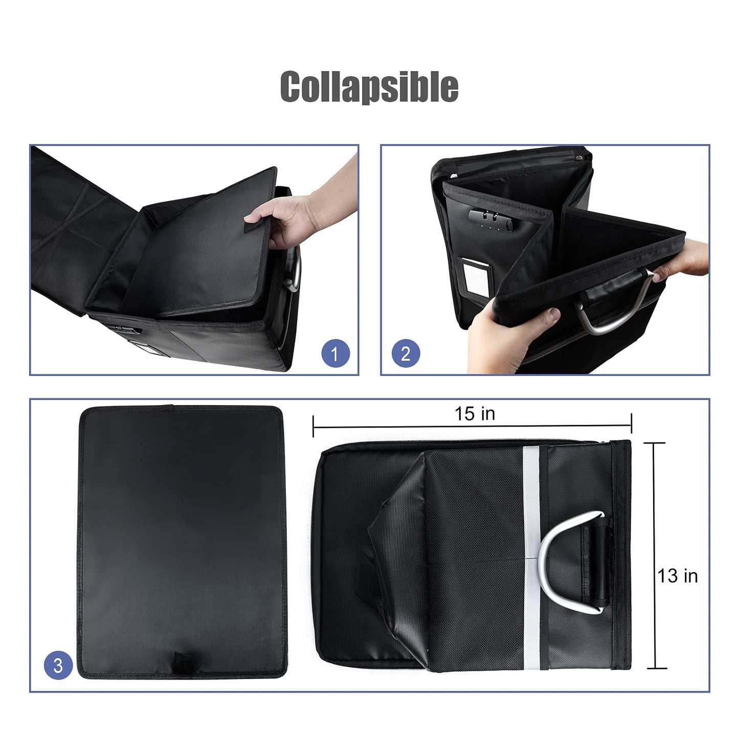 TOMKID Fireproof Document Box, Fireproof File Box with Lids, Important Document Organizer Box with Lock, Portable File Folder Organizer with Handle