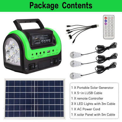 Solar Generator with Panel,Solar Power Generators Portable Power Station with Flashlight,Emergency Power Supply for Home Use Camping Hunting Emergency(Green)