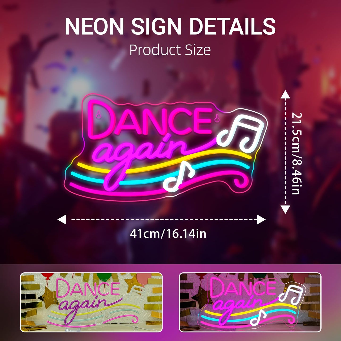 Dance Neon Sign for Girls Bedroom Dance Party Lights up Dance Floor in Music Room Sign Light up Bar Signs Retro Bar Decorations for Home Gym Decor Gymnastics Night Light for Girls