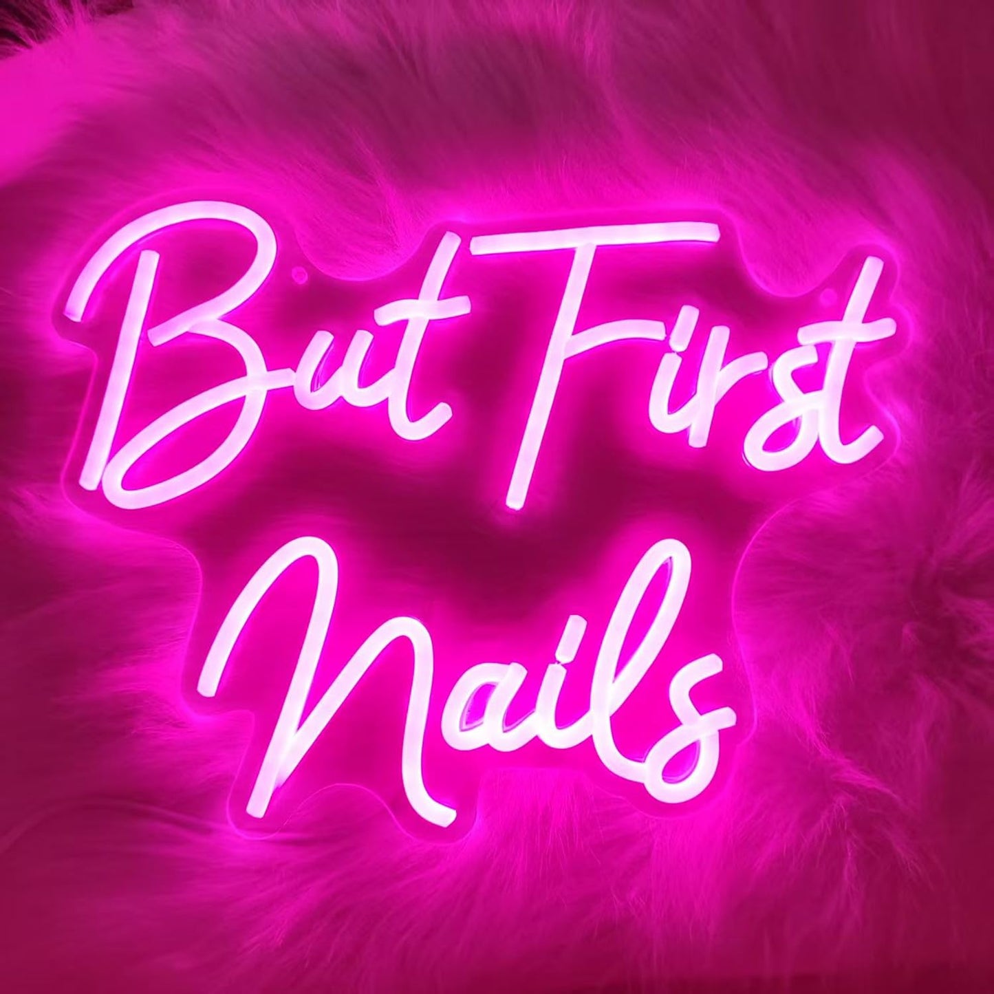 But First Nails Neon Sign for Wall Decor, LED Beauty Room Salon Pink Nail Tech Decor Neon Signs Aesthetic Light Door Decorations, Girls Neon Signs Accessories Gift,5V USB Powered,Dimmable Switch