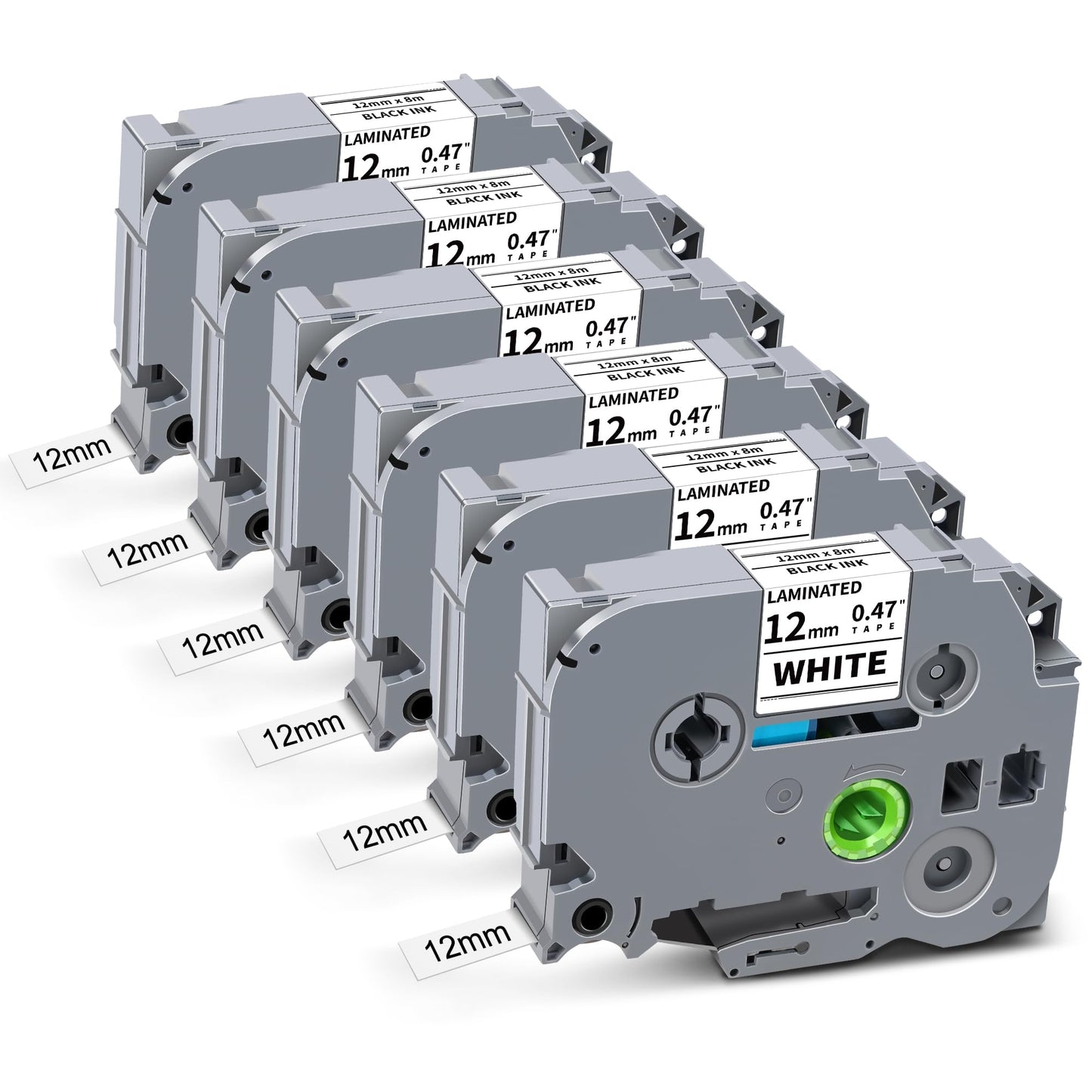 Tz-231 12mm 0.47 Laminated White Tze Label Tape Compatible for Brother Tze-231 Black on White Refill Work for Ptouch Label Maker PTD220 PTH111 PTD210 PTH110 PTD600 PTD200 PTD410, 1/2' x 26.2', 6 Pack