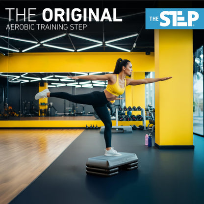 The Step (Made in USA) Original Aerobic Platform – Circuit Size Grey Aerobic Platform and Original Black Risers