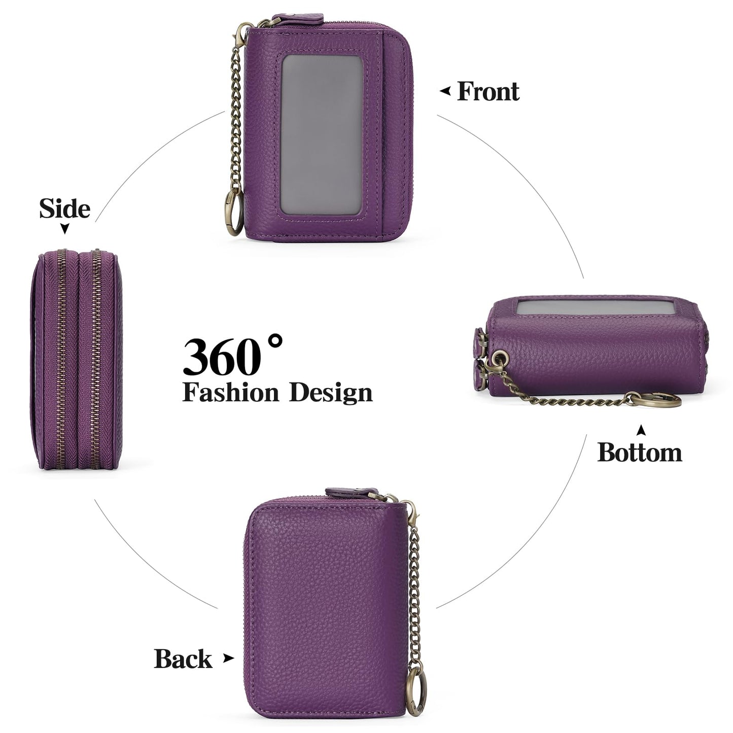 GOIACII Small Genuine Leather Wallet for Women, RFID Blocking Credit Card Holder Wallet