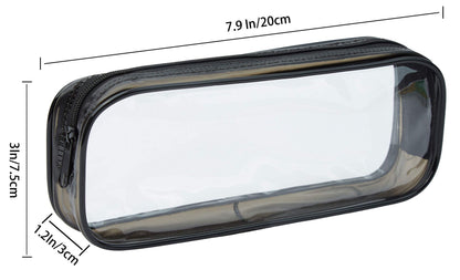 WUWEOT 10 Pack Clear Pencil Case, PVC Pencil Bag Makeup Pouch, Big Capacity Travel Toiletry Bag with Zipper for Office Stationery and Travel Storage (Black+White)