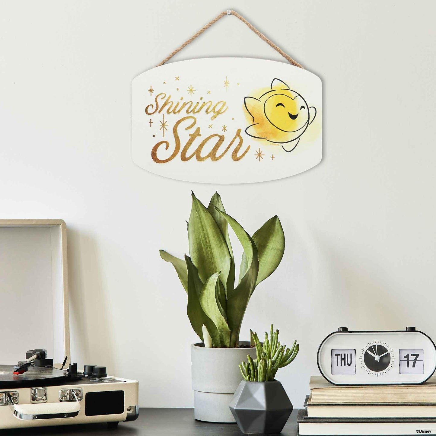 Disney Wish Shining Star Hanging Wood Wall Decor - Adorable Shining Star Sign for Kids' Bedroom or Play Room