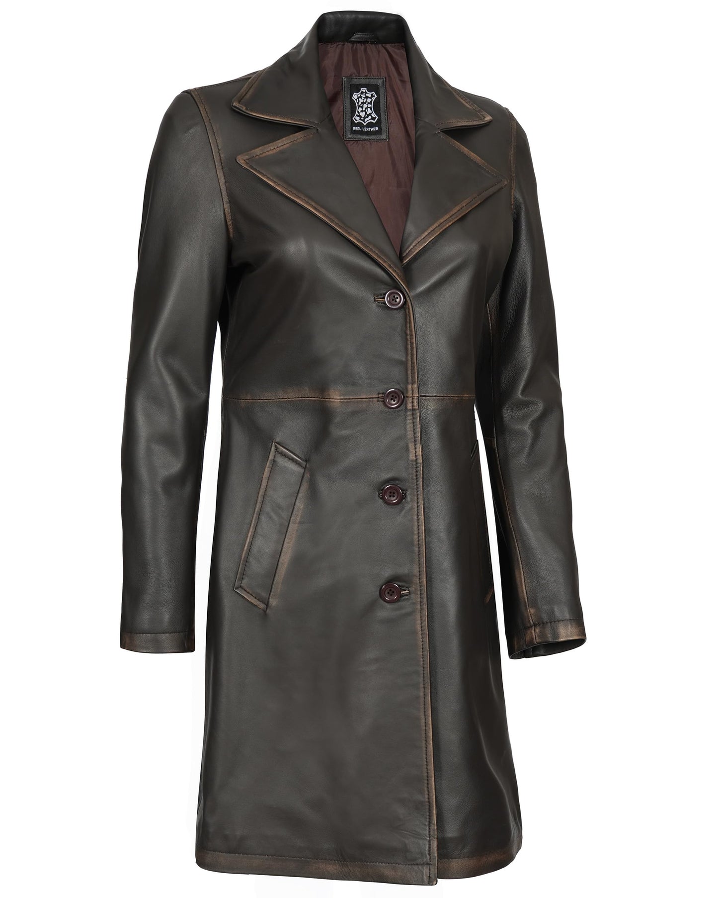 Blingsoul Real Lambskin Womens Long Leather Coat | [1316156] Bryson Ruboff, 2XL