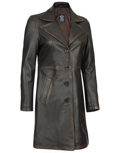Blingsoul Real Lambskin Womens Long Leather Coat | [1316156] Bryson Ruboff, 2XL