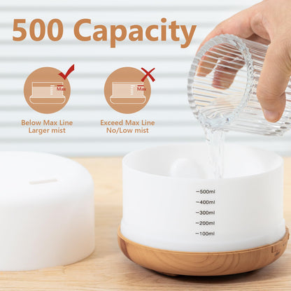 SACATR Essential Oil Diffusers for Home with 36 Oil Diffuser Sets, 500ml Aroma Diffuser for Essential Oils Large Room, Ultrasonic Cool Mist Diffuser Auto Shut-Off 4 Timers 15 Colors (36x5mL)