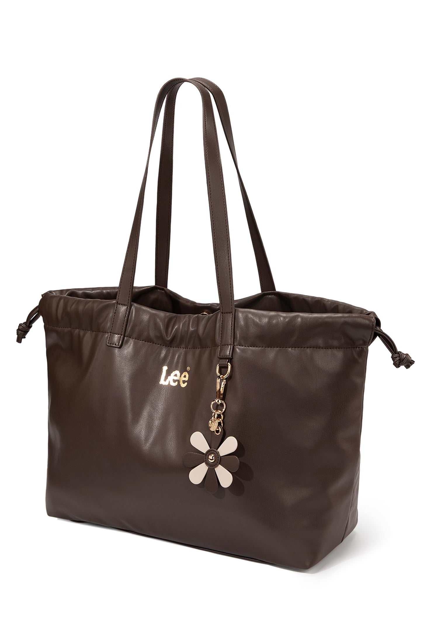 Lee Leather Tote Bag for Women, Spacious Vegan Leather Shoulder Bag & Handbag with Drawstring Closure, Durable Shoulder Straps, Large Capacity Work & Travel Purse, LEE73-001CF
