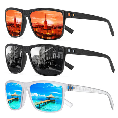 Square Polarized Sunglasses for Men and Women Lightweight Frame Sun Glasses with UV Protection