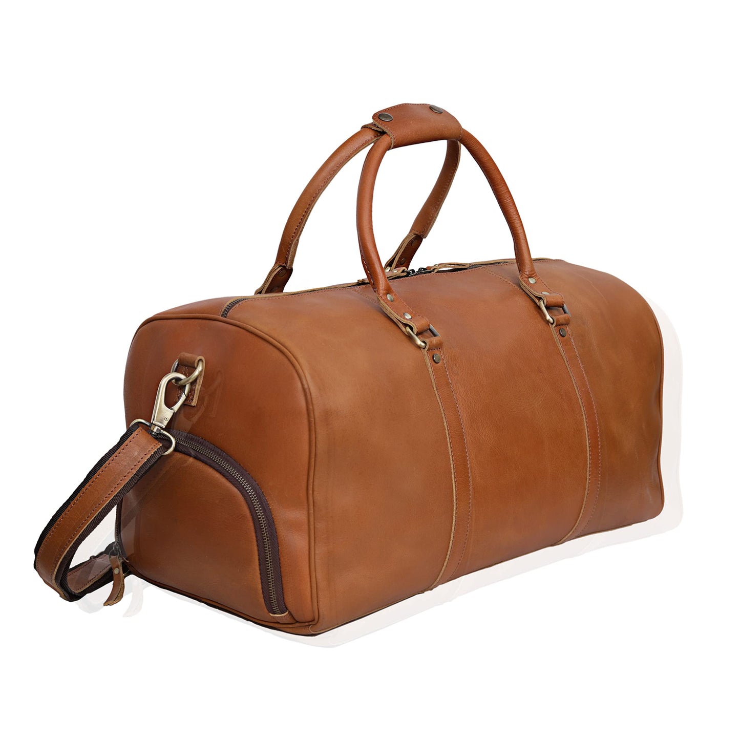 Leather Travel Bag,Weekender Overnight Bag Leather Large Carry On Bag Travel Tote Duffel Bag for Men & Women (Tan Brown)