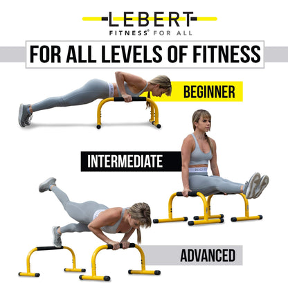 Lebert Fitness Parallette Bars Yellow – Push Up & Dip Bars for Calisthenics, Bodyweight Training, L-Sits & Handstands – Heavy Duty Steel with Non-Slip Foam Grips