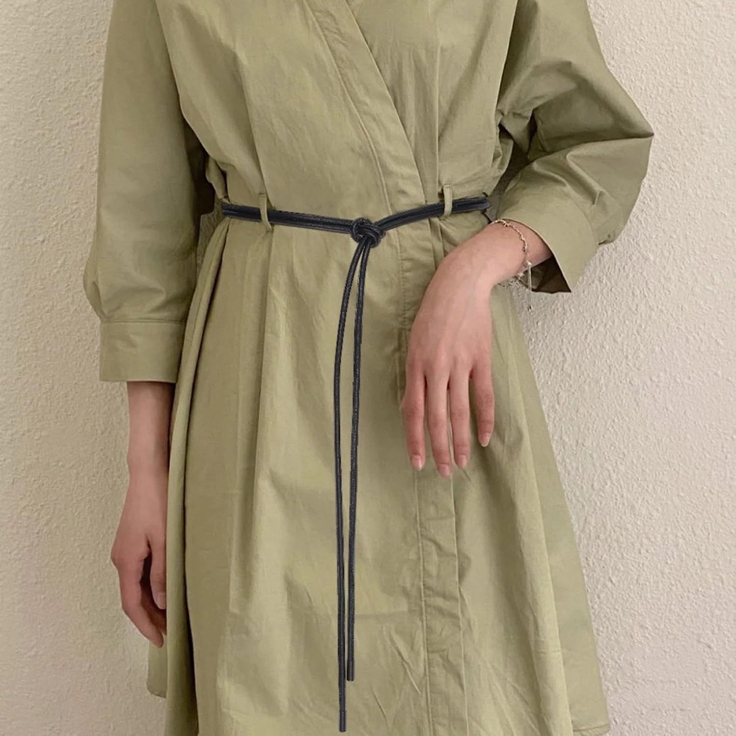 Inzegao Women Leather Cord String Rope Waist Belt for Dress Knot Belt for Sweater Cardigan Down Coat