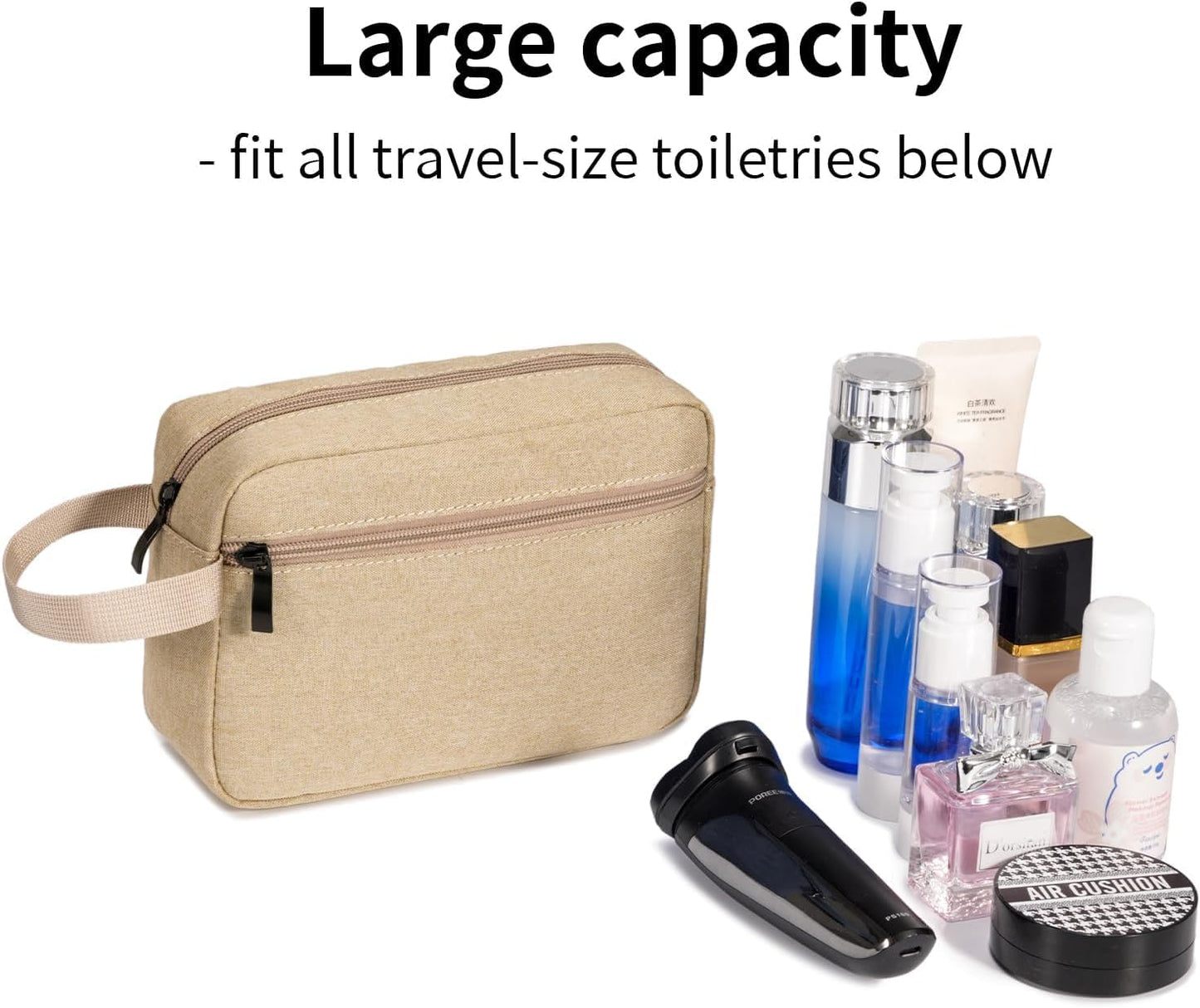 HFLYJPYW Toiletry Bag for Men, Travel Toiletry Organizer Kit Water-resistant Shaving Bag for Toiletries Accessories, Door Room Essentials, Black-medium (khaki)