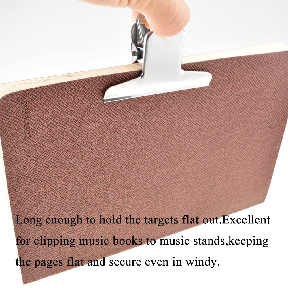 HAHIYO 3inch Silver Bulldog Clips Metal File Hinge Binder Clamps Save Space Strong Spring Jaws Rock Solid Grip Book Lay Flat Deburred Edge for Hang Photos Wall Grid Dog Food 10PCS