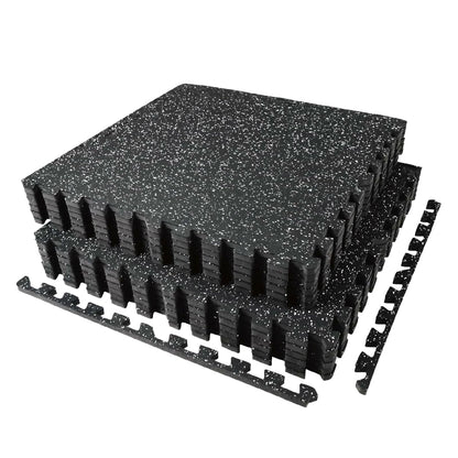 AIRHOP 0.56in Thick 48 Sq Ft Exercise Equipment Mats, 12 Tiles Upgraded Rubber Top with High Density EVA Foam, Large Interlocking Puzzle Gym Flooring for Home Gym, Heavy Weight Workout, 24 x 24in
