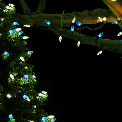 MXTCLM C6 Christmas Lights 50 LED Blue + Cool White Strawberry 18ft Waterproof String Lights for Outdoor Indoor Garden Yard Home Party Christmas Tree Decoration(Blue+Cool White)