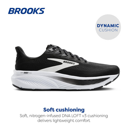 Brooks Women’s Ghost 17 Neutral Running Shoe - Black/Grey/White - 8.5 Medium