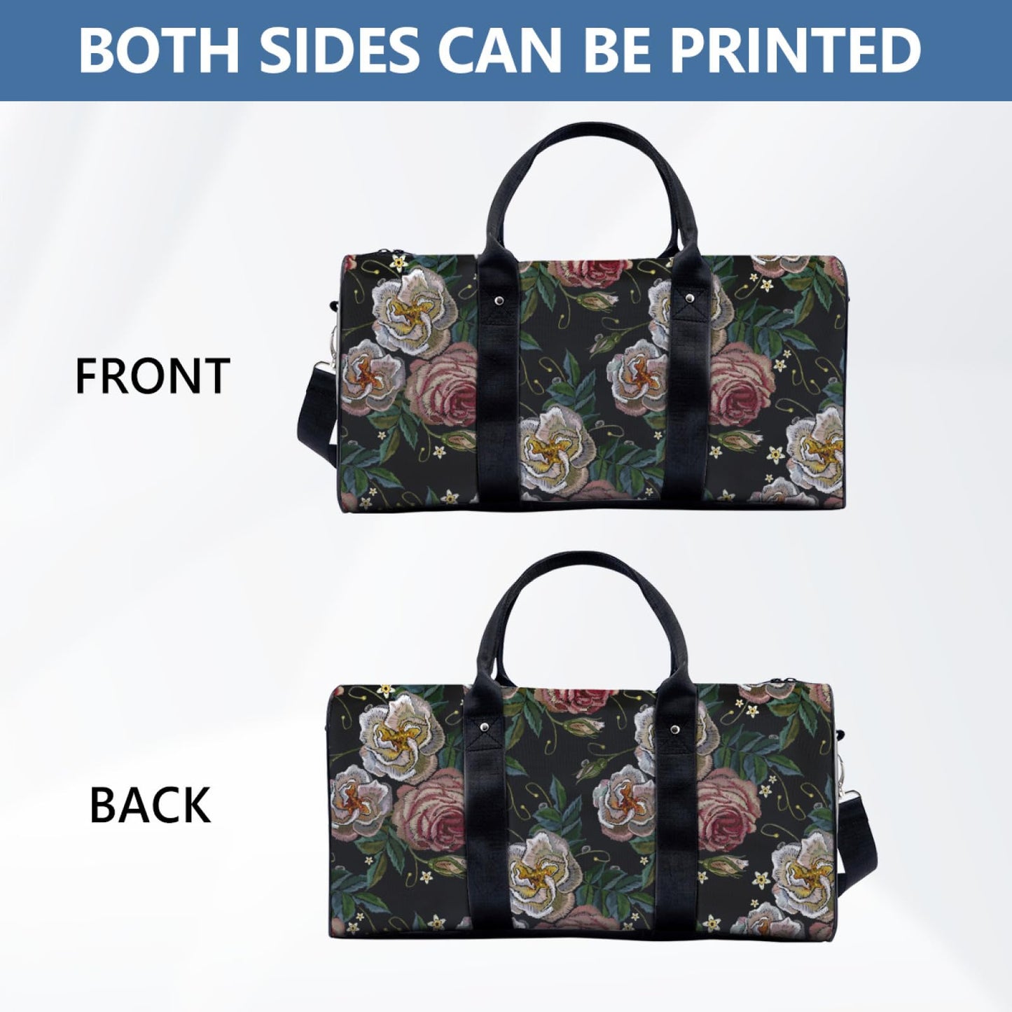 Rose Pattern Duffle Bag with Adjustable Shoulder Strap Large Capacity Gym Bag Weekender Bag for Travel Gym Hospital