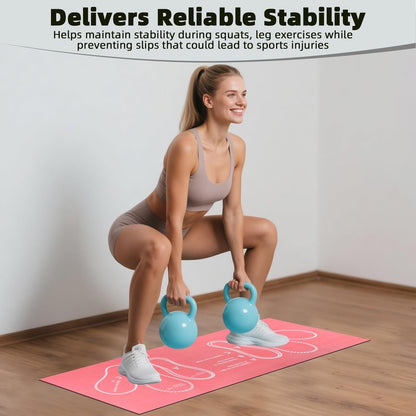 Workout Squat Pad with Foot Position, Non-Slip & Stabilizing Squat Mat, 31'' X 13.6'' Gym Pad for Squats, Leg Training and Lunges, Portable Mat is the Ideal for Fitness Enthusiasts (Pink)