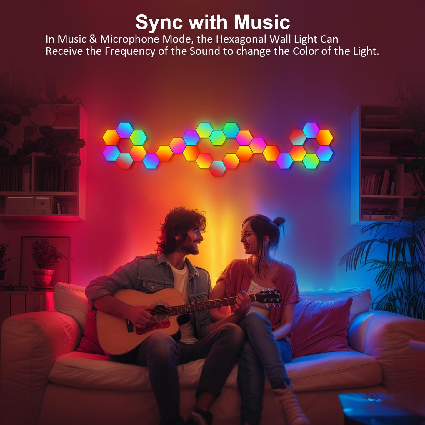 JIMIMORO Hexagon LED Light Panels 8 Pack – RGB Wall Decor Lights with Music Sync, App & Remote – Modular Home & Christmas Decor for Bedroom, Living Room, and Room Decor