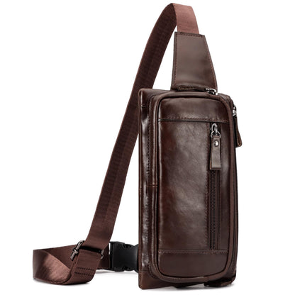 Soft Genuine Leather Fanny Pack for Men Women, Belt Bag Waist Packs Small Sling Crossbody Bag with Adjustable Strap for Travel Sport Walk (Coffee)