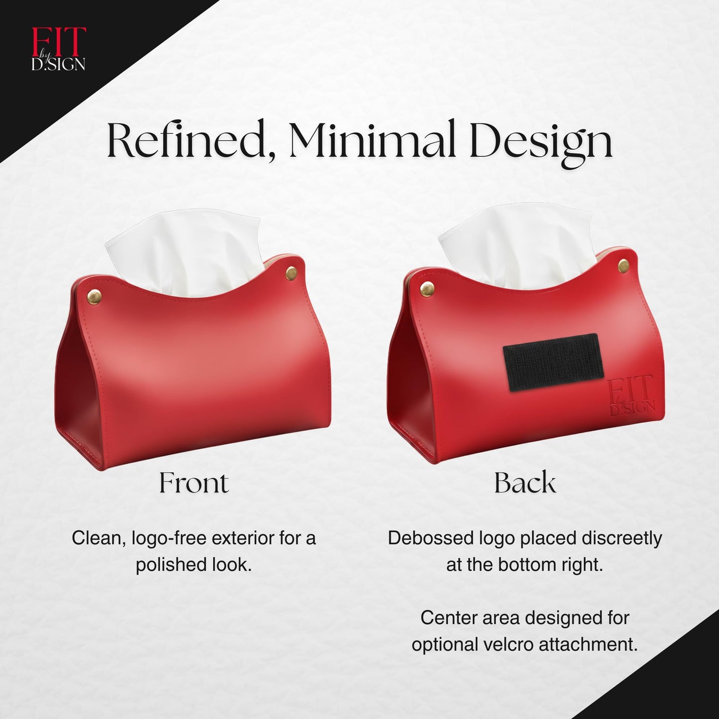 Fit By D.Sign Premium Travel Tissue Holder, Car Tissue Dispenser & Car Napkin Dispenser, Portable PU Leather Pouch for Desk, Auto or Home and Travel Use Everyday Convenience (Red)