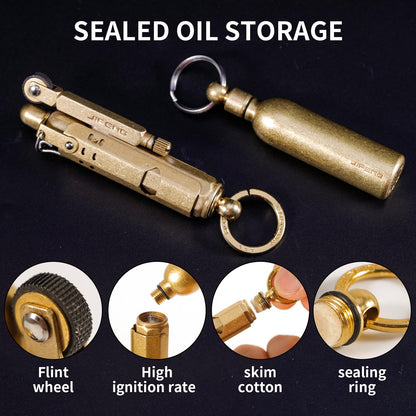 Handmade Trench Lighter WWI WWII Windproof Vintage Kerosene Pipe Lighter and Copper Brass Fuel Bottle, Gift for Men Dad Father Husband Grandparents