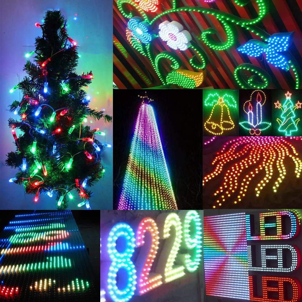 WESIRI WS2811 Diffused Digital RGB LED Pixel Lights Individually Addressable Round DIY LED Pixels Module IP68 Waterproof Green Wire DC12V 50pcs/Set
