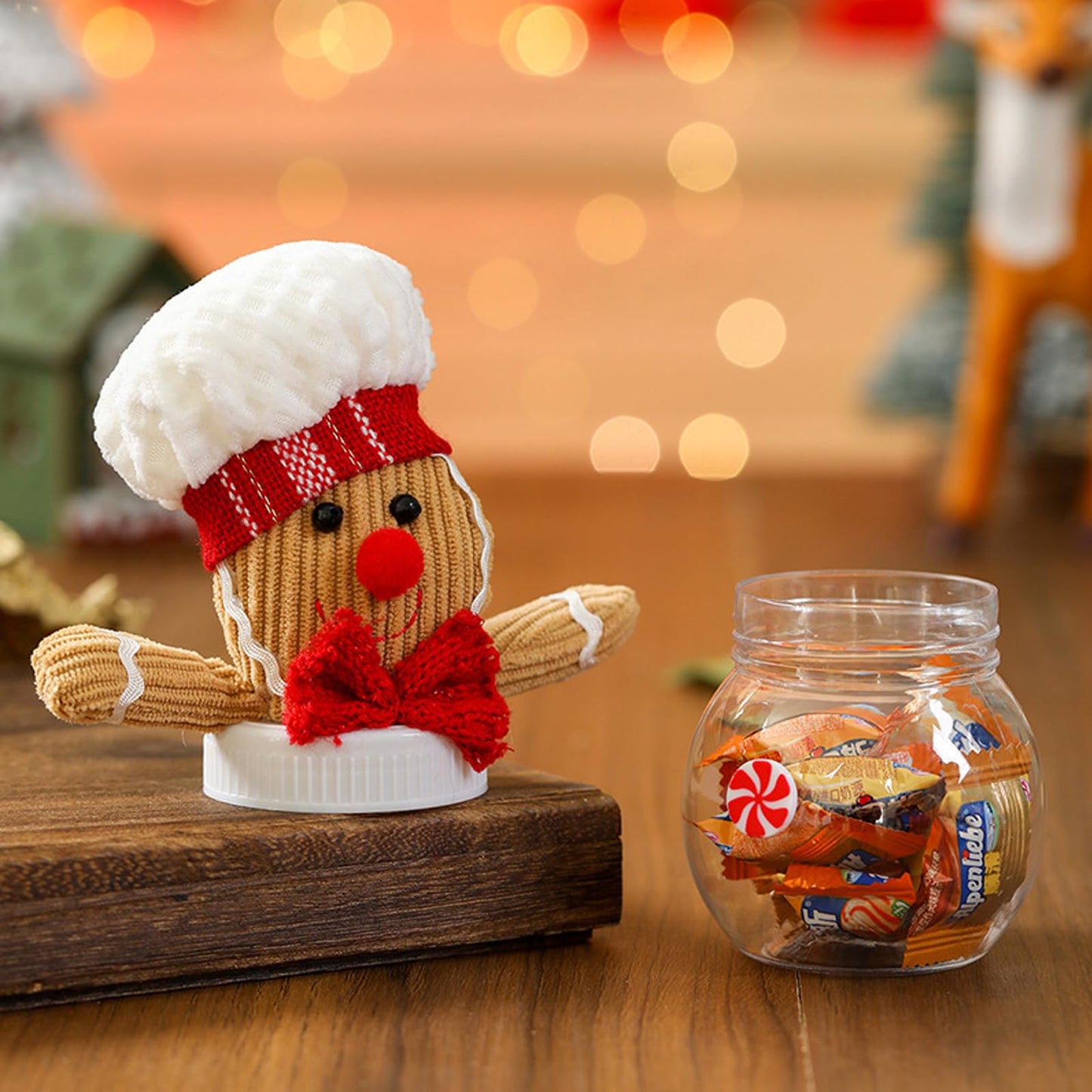 BLESOUYI Christmas Candy Jars Gingerbread Men Jars Decorative Jars for Candies and Cookies 2 Set Xmas Jars for Winter Holiday Parties Art Decoration Gift for Kids