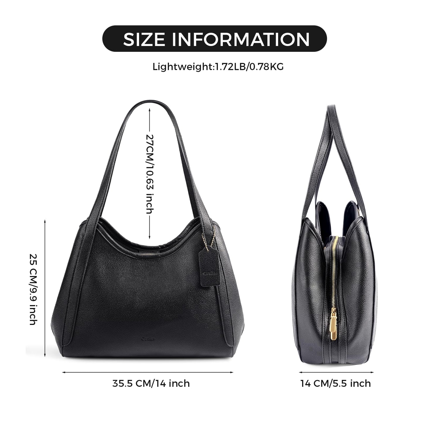 Hobo Bag for Women,Vegan leather Purse for Women Stylish Shoulder Handbags Medium Women's Purses for Work Travel Daily-Black