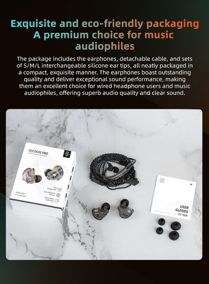 CCZ DC01 pro in Ear Monitor Headphones Ultrastrong Bass Edition Gaming Earbuds with Professional V-Shape Tuning 4N OFC Cable for Musicians/Singers/Audiophiles (with Mic, Cyan)