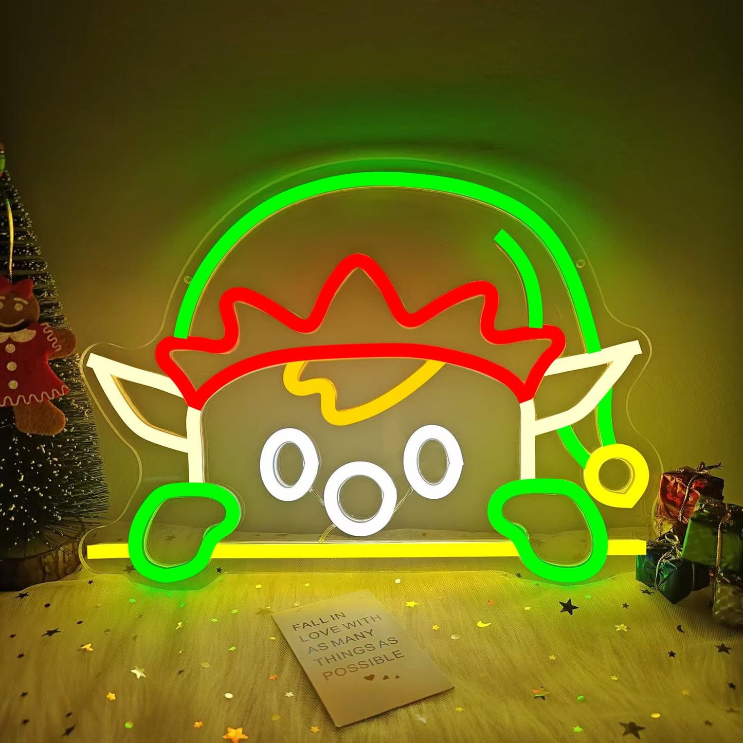Vveikea Christmas Neon Sign Christmas Elfs Led Sign Dimmable Neon Lights Led Window Decorations Light Up Xmas Sign Lighted Holiday Little Elf Wall Decor