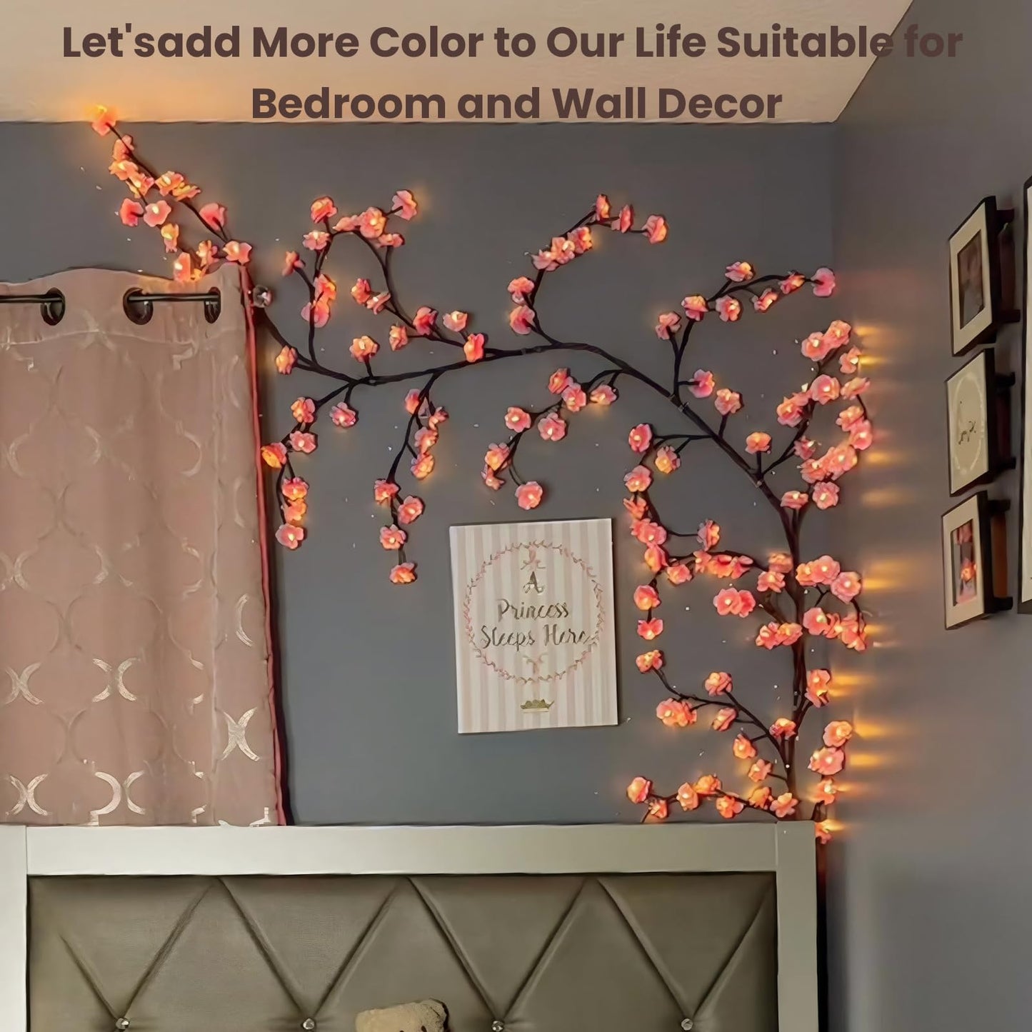 BomKra Cherry Blossom Tree Branch Lights for Wall,Cherry Enchanted Willow Vine Lights,with 72 LED and 8 Lighting Modes,Remote Timer,for Bedroom Wall Doors Windows Wedding Christmas Holiday (63inch)