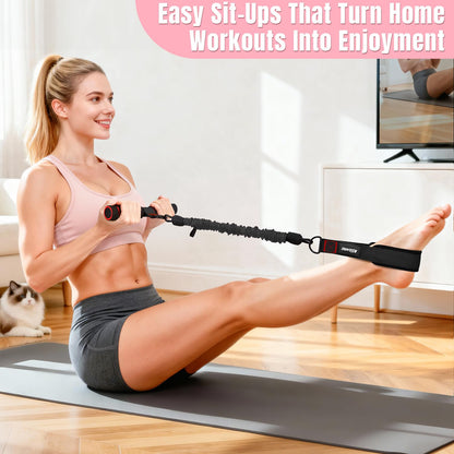 KUZARO Upgraded Multifunction Pedal Resistance Band with Handle, 3 Tube Adjustable Resistance Bands for Abdomen, Waist, Arm, Core/ABS, Leg Workout - Sit Up Exercise Equipment for Women Men