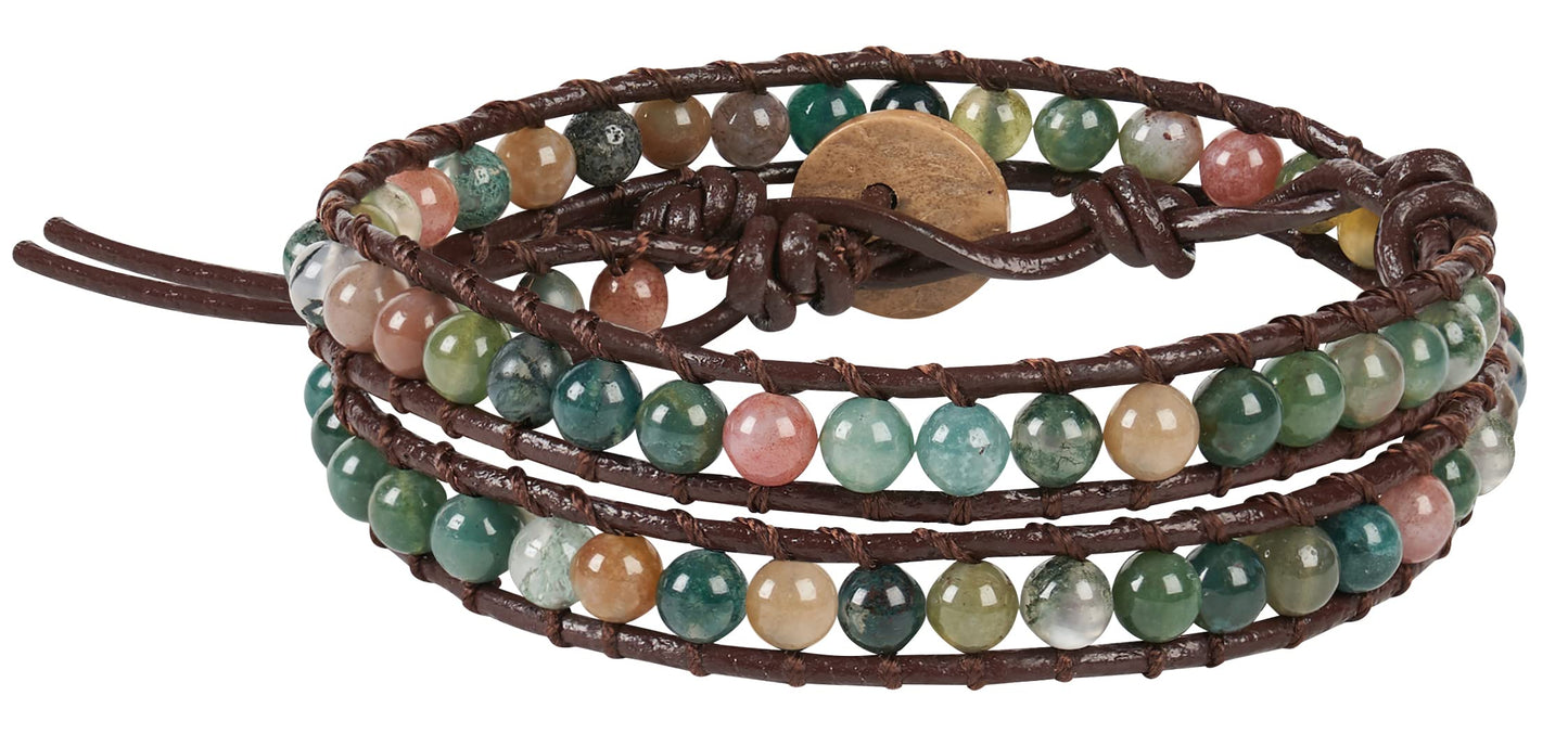 Infinityee888 Jasper 2 Wrap Bracelets and Choker woven Leather Necklace 2 in 1, Men Bracelet, Women Bracelet.