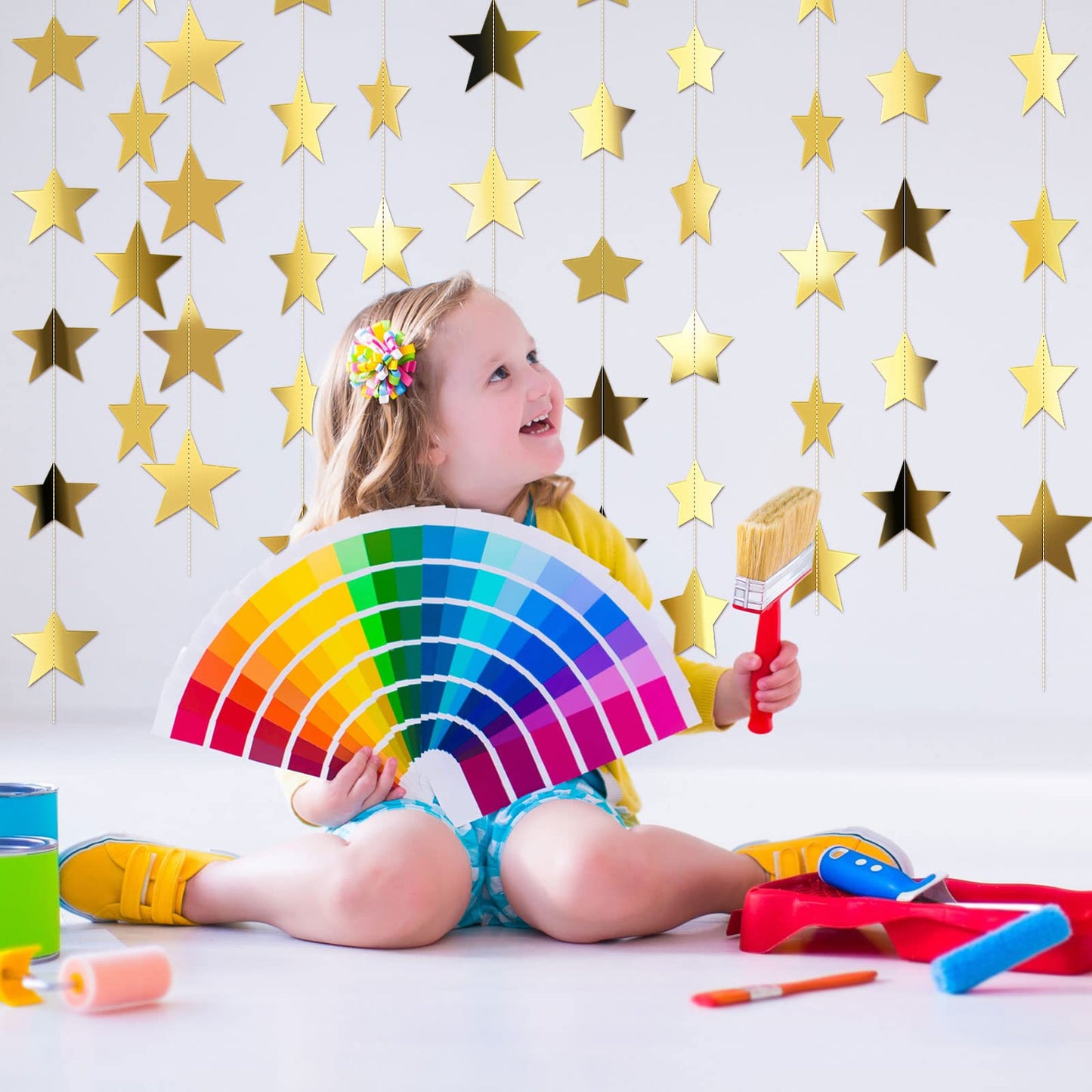 Patelai Glitter Star Garland Banner 2026 Graduation Decor 130 Feet Star Hanging Banner Twinkle Backdrop for Party Birthday Classroom Wedding Supplies(Gold)