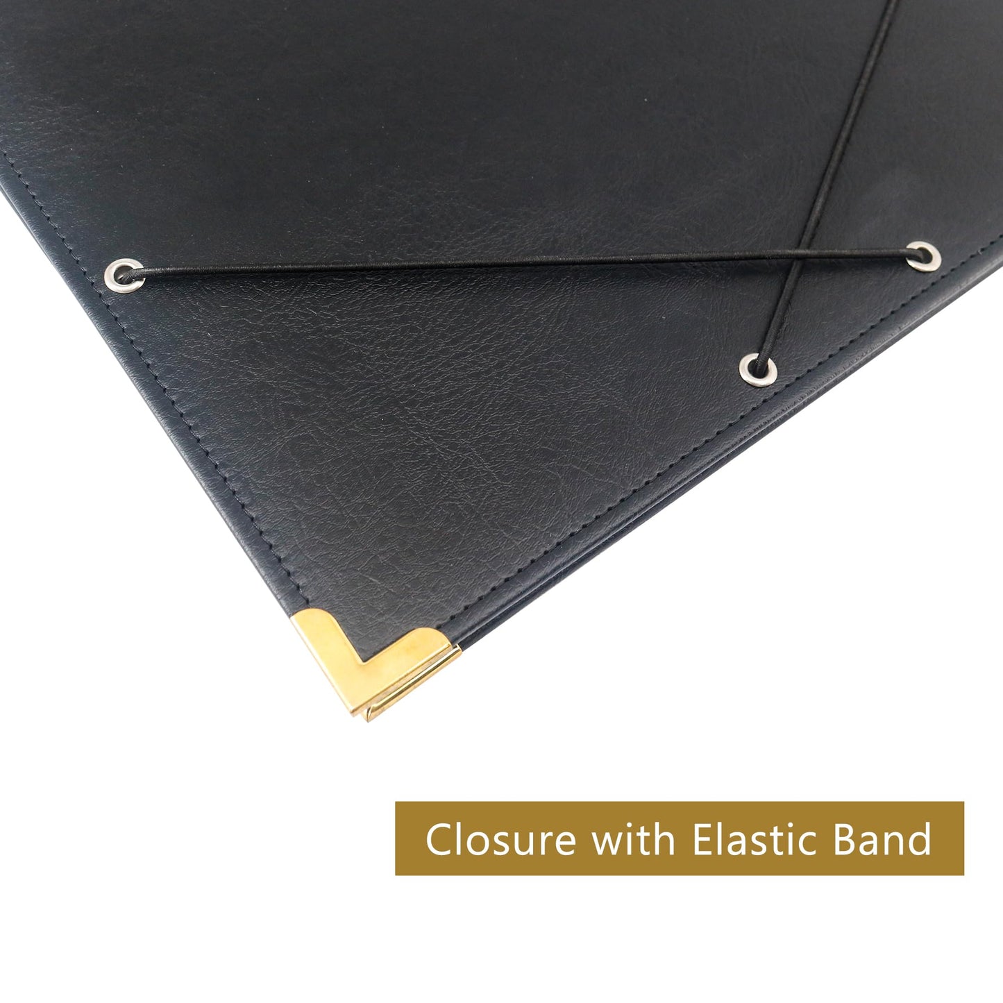 GraduatePro Elastic Music Sheet Holder 9.5" x 12" PU Leather Choir Music Folder with Hand Strap for Piano Particle and Stage Performance