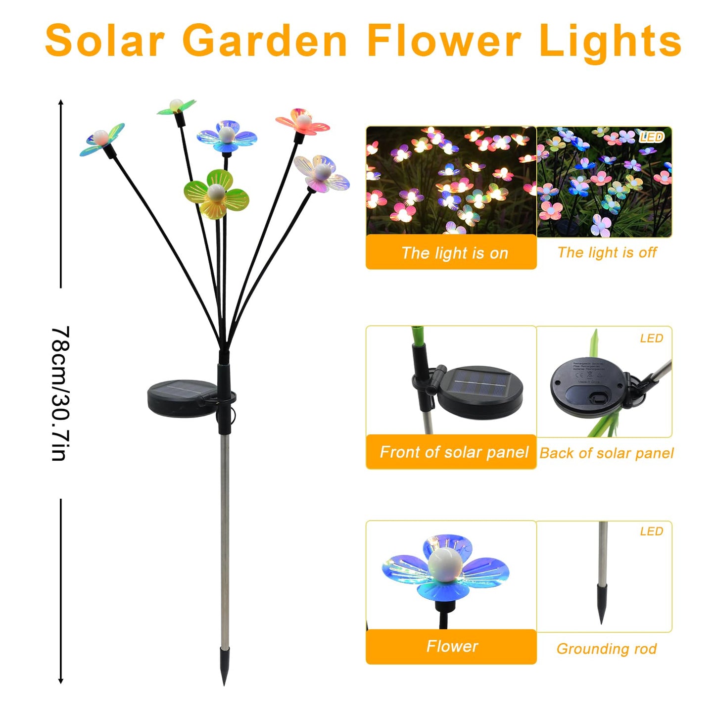 Aureate Horizon Solar Flower Lights Outdoor Waterproof 8 Pack of 32 LEDs Garden Solar Firefly Lights Decorative for Garden, Yard, Backyard